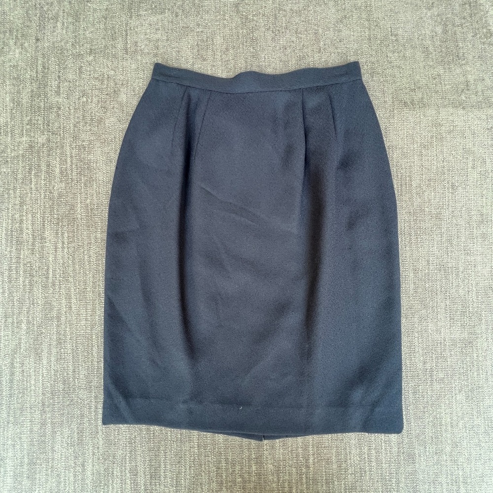Vtg Womens Straight & Pencil Skirt 4 Blue Lined Pleated Casual Business Attire